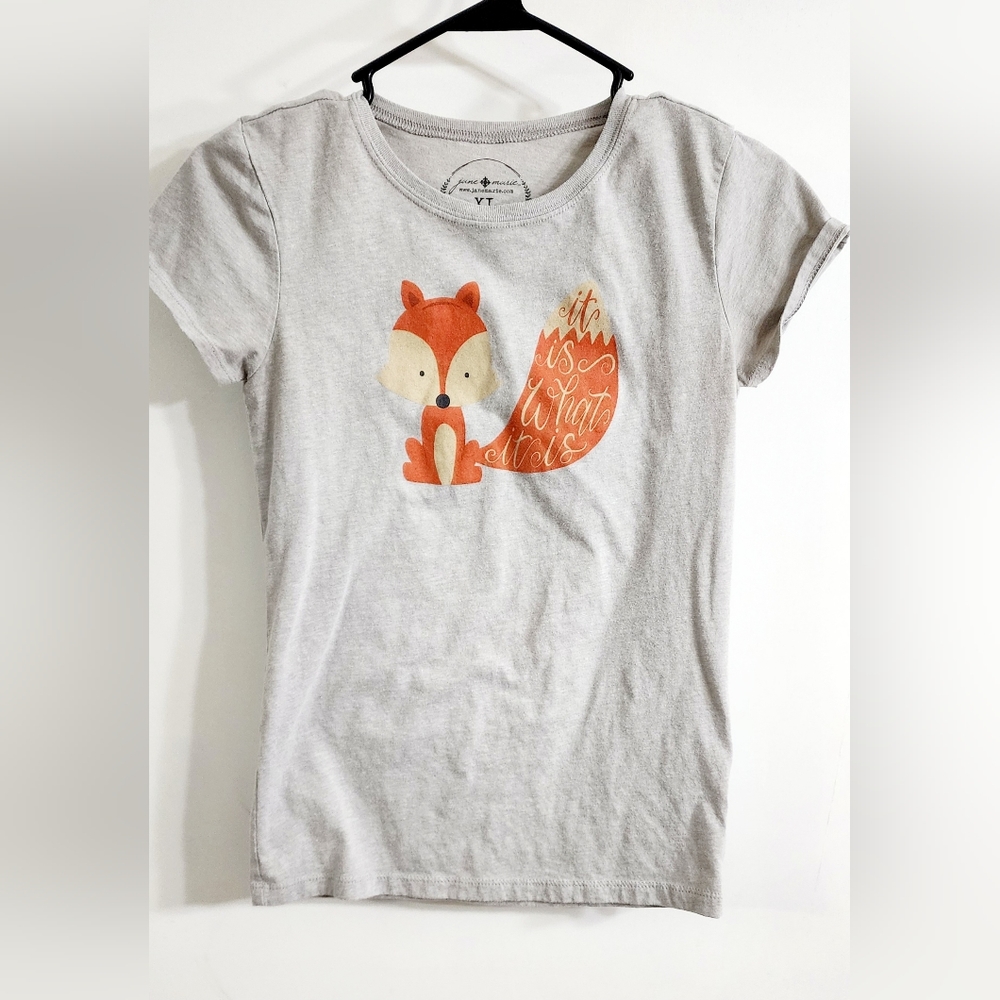 Girls tan fox tshirt